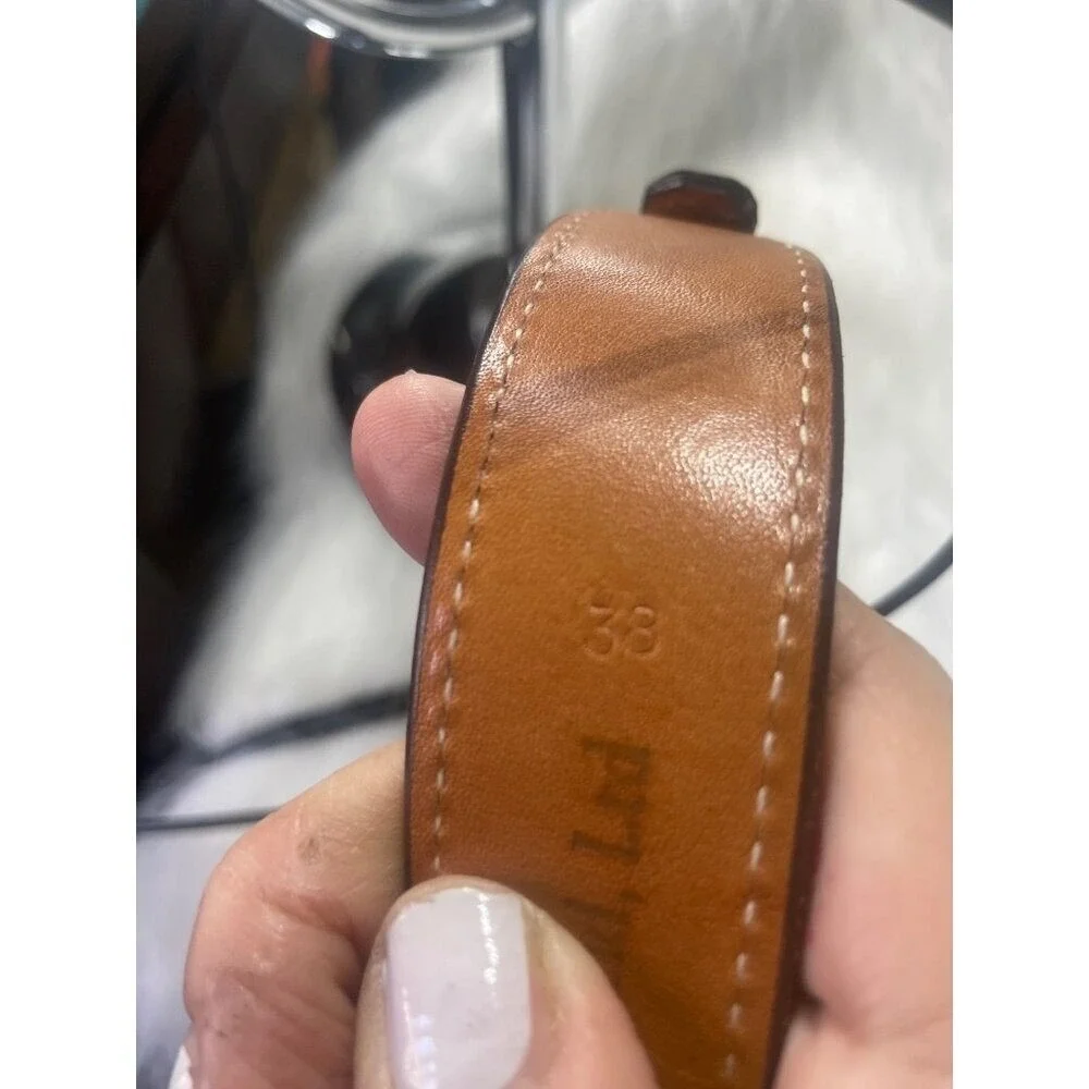 James Reid Ltd Chacon Sterling Silver Buckle Brown Leather Western Range Belt 38